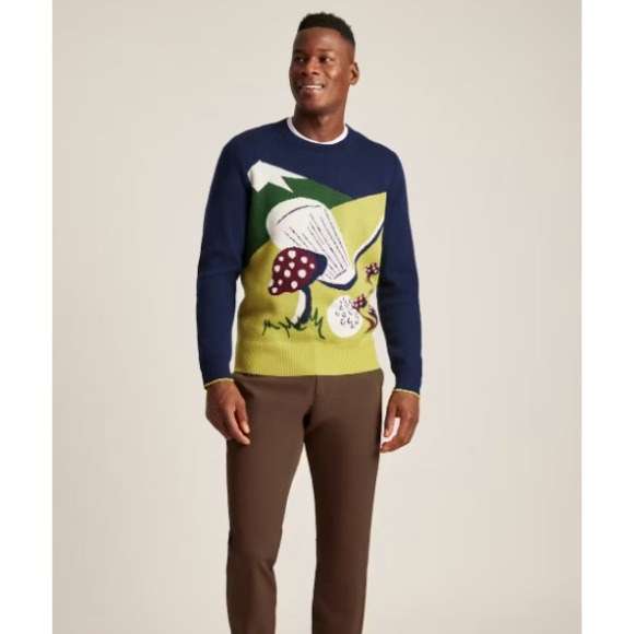 Bonobos‎ Mens Putting Scenic Crew Neck Sweater Small Golf Mushroom Wool Alpaca - Picture 2 of 9